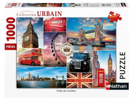 Puzzle Visite de Londres, Angleterre 1000 pi�ces - Collection Urbain, ville, capitale britannique - Nathan - 00921