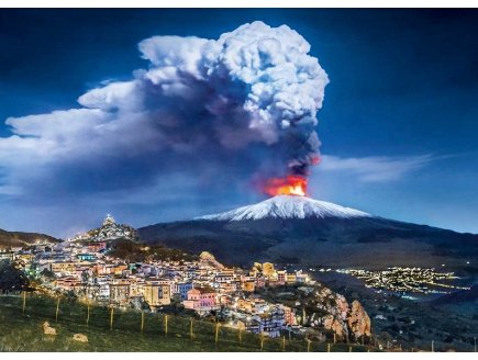 PUZZLE VOLCAN EN ERUPTION : ETNA 1000 PIECES - COLLECTION PAYSAGE D'ITALIE - CLEMENTONI 39453