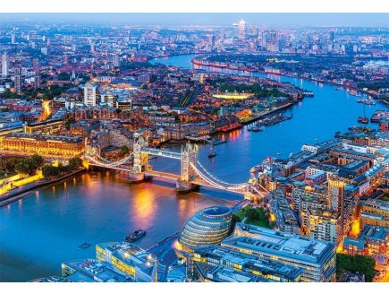 PUZZLE VUE DE LA VILLE DE LONDRES AU COUCHE DU SOLEIL 1000 PIECES - COLLECTION MONUMENT ANGLETERRE - TOWER BRIDGE