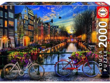 Puzzle vue fleurie sur le canal d'amsterdam 2000 pieces - collection paysage pays-bas - Educa - 17127