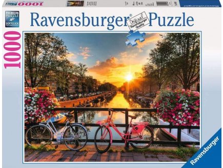 Puzzle vue sur le canal d'amsterdam 1000 pieces - collection paysage pays-bas  - Ravensburger 196067