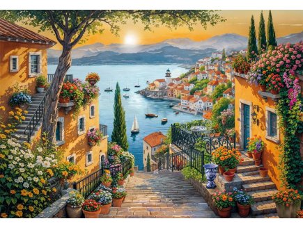 Puzzle Vue sur le port 1500 pi�ces - Collection Mer et Montagne - Clementoni - 31729