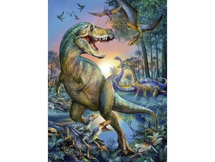 Puzzle xxl dinosaures : t-rex geant et les pterodactyles dans la foret 150 pieces - collection animaux prehistorique dino - Ravensburger - 100521