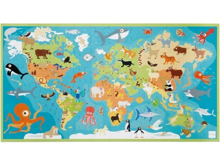 PUZZLE XXL LES ANIMAUX DU MONDE - 100 PIECES - CARTE - ENFANT - DAM - 6181117