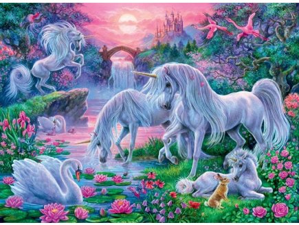 PUZZLE XXL LES LICORNES BLANCHES ET LE COUCHER DE SOLEIL - 150 PIECES - RAVENSBURGER - 10021