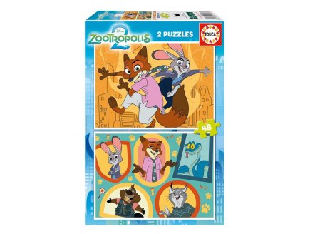 Puzzle Zootopie 2 Disney : Nouvelle mission � Zootropolis 2 x 48 pi�ces - Dessin anim� - Educa - 20463