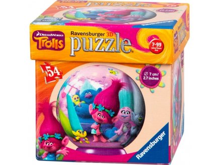 PUZZLEBALL 3D TROLLS POPPY SMIDGE BIGGIE ET LEURS AMIS - 54 PIECES - PUZZLE RAVENSBURGER - 119196