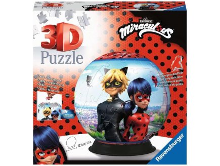 Puzzleball Miraculous : Ladybug + Chat Noir 73 pièces - 3D - Adrien et Marinette - puzzle Ravensburger - 111671