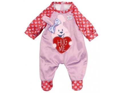 PYJAMA LAPIN ROSE AVEC COEUR BABY BORN - HABIT ROSE POUPEE 39-46 CM - VETEMENT - ZAPF CREATION (ZA58)