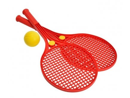 RAQUETTES DE TENNIS PLASTIQUE COLORE + BALLE EN MOUSSE - ANDRONI - JEU PLEIN AIR