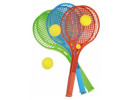 Raquettes de tennis plastique colore + balle en mousse - Androni - jeu plein air