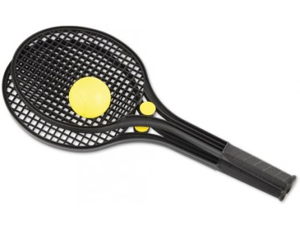 RAQUETTES DE TENNIS PLASTIQUE NOIR + BALLE EN MOUSSE - ANDRONI - JEU PLEIN AIR