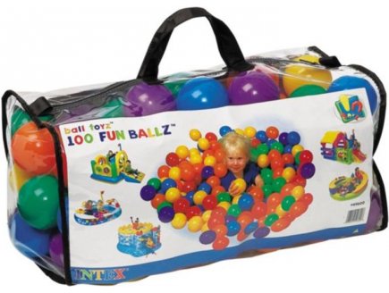 SAC DE 100 BALLES MULTICOLORES EN PLASTIQUE 8CM - INTEX - PISCINE ET TENTE A BALLES
