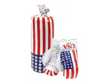 SAC DE FRAPPE USA + GANTS DE BOXE 8 OZ - JOUET SPORT DE COMBAT