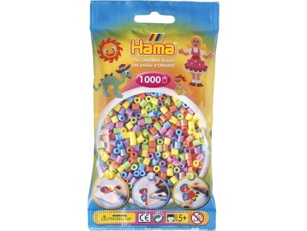 SACHET DE 1000 PERLES A REPASSER HAMA MIDI COULEURS ASSORTIES PASTEL - LOISIRS CREATIFS - 207-50