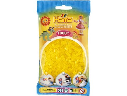 SACHET DE 1000 PERLES A REPASSER HAMA MIDI JAUNE TRANSPARENT - LOISIRS CREATIFS - 207-14