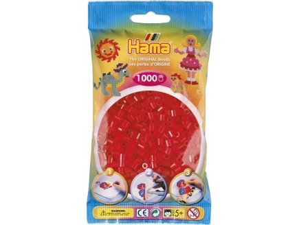 SACHET DE 1000 PERLES A REPASSER HAMA MIDI ROUGE TRANSPARENT - LOISIRS CREATIFS - 207-13