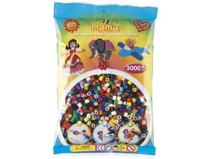 SACHET DE 3000 PERLES A REPASSER HAMA MIDI COULEURS ASSORTIES - LOISIRS CREATIFS - 201-67