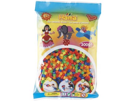 SACHET DE 3000 PERLES A REPASSER HAMA MIDI COULEURS ASSORTIES NEON - LOISIRS CREATIFS - 201-51