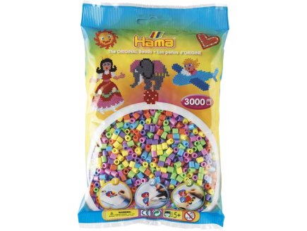 SACHET DE 3000 PERLES A REPASSER HAMA MIDI COULEURS ASSORTIES PASTEL - LOISIRS CREATIFS - 201-50