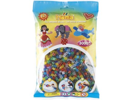 SACHET DE 3000 PERLES A REPASSER HAMA MIDI COULEURS ASSORTIES TRANSPARENTES - LOISIRS CREATIFS - 201-53