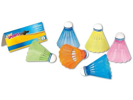 SACHET DE 6 VOLANTS MULTICOLORES DE BADMINTON EN PLASTIQUE - JEU DE RAQUETTES - PLEIN AIR