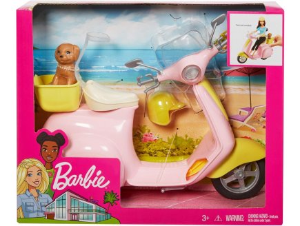 Scooter rose barbie et petit chien - Mattel - frp56 - moto, accessoires