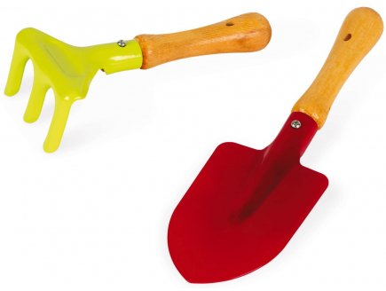 SET 2 OUTILS DE JARDIN METAL ENFANT - PELLE - RATEAU - JARDINAGE - JOUET PLEIN AIR