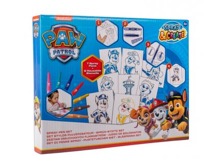Set créatif Pat Patrouille Stylos pulverisateurs - Pochoirs, Feutres aerographe, Spray - Coloriage Paw Patrol