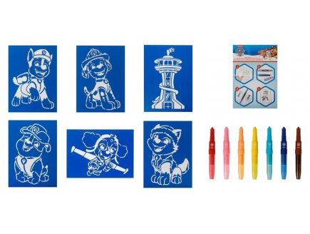 Set créatif Pat Patrouille Stylos pulverisateurs - Pochoirs, Feutres aerographe, Spray - Coloriage Paw Patrol