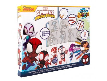 Set cr�atif Spidey Stylos pulverisateurs - Pochoirs, Feutres aerographe, Spray - Coloriage Marvel Disney