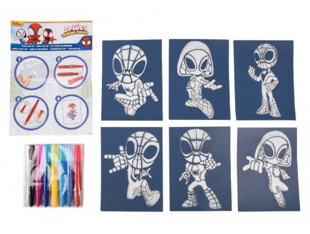 Set cr�atif Spidey Stylos pulverisateurs - Pochoirs, Feutres aerographe, Spray - Coloriage Marvel Disney