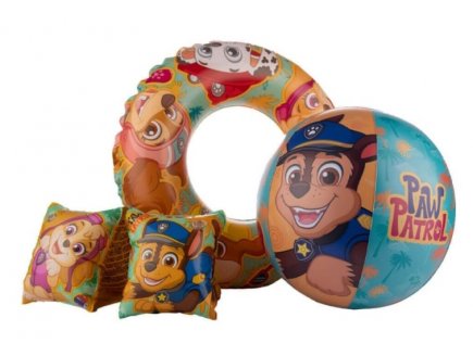 SET DE NATATION PAT PATROUILLE 3 PIECES - BOUEE, BRASSARDS, BALLON DE PLAGE - PAW PATROL - JEUX PISCINE