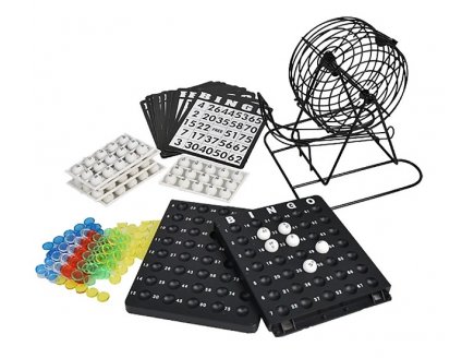 SET LOTO BINGO AVEC BOULIER SPHERE METAL 75 BOULES - JEU TRADITIONNEL - HASARD