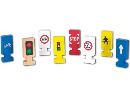 SET PANNEAUX DE SIGNALISATION TRAIN EN BOIS - BEEBOO - JOUET EN BOIS