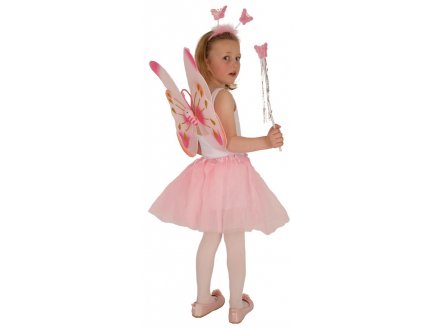 SET PAPILLON ROSE ENFANT FILLE - KIT DEGUISEMENT FEE 4 PIECES