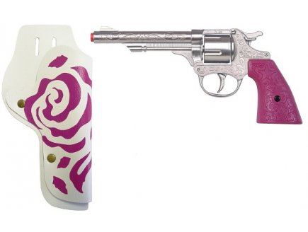 SET PISTOLET EN METAL ET PLASTIQUE COW GIRL 8 COUPS + ETUI - GONHER - 180