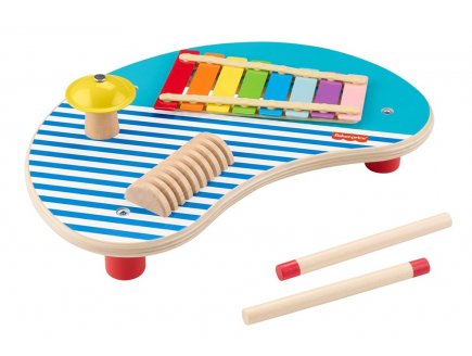 Table musicale en bois 3 en 1 - Instruments de musique - Fisher-Price - HXT91 - Jouet Eveil bébé