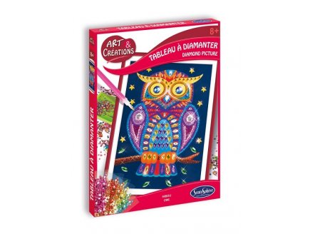 TABLEAU A DIAMANTER HIBOU - BRODERIE DIAMANT - SENTOSPHERE - ART & CREATION - 3256