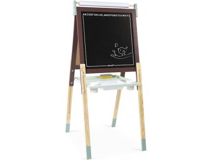 TABLEAU REGLABLE DOUBLE FACE EN BOIS TAUPE ET VERT + ACCESSOIRES - JANOD - J09632