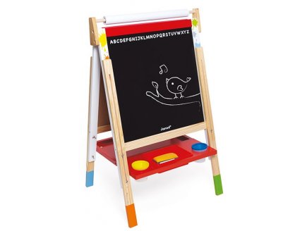 Tableau Splash en bois avec pieds rglables - Tableau double face : Craie / Feutre - Janod - J09611