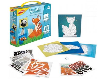 TABLEAUX GOMMETTES AU NUMERO ANIMAUX - JOUSTRA - 41720 - KIT CREATIF MOSAIQUE