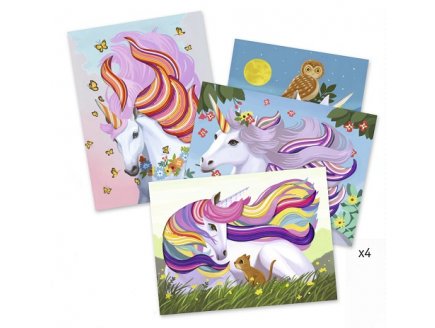 Tableaux scoubidous licornes magic criniere - Djeco - dj09413 - loisirs creatifs