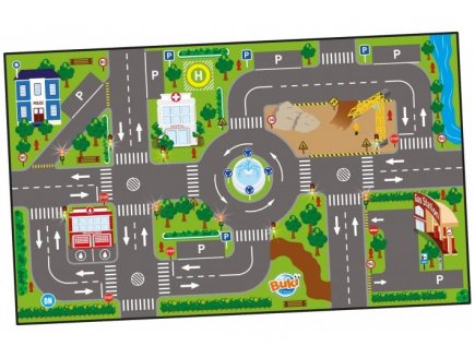 TAPIS CIRCUIT VOITURES LUMINEUX 72 x 120 CM + 3 VEHICULES - BUKI - CHAMBRE ENFANT