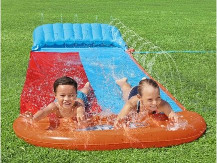 Tapis de glisse a eau double pistes tsunami 4,88 m - Bestway - 52478 - ventriglisse, toboggan aquatique