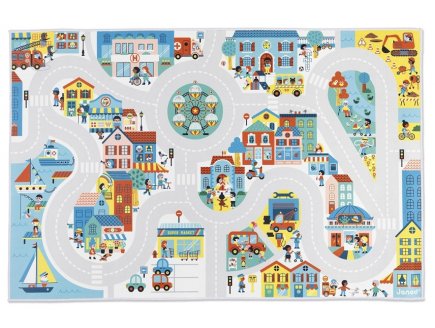 Tapis ville circuit voitures Cross Road 120 x 77,5 cm - Janod - J05910 - Chambre enfant