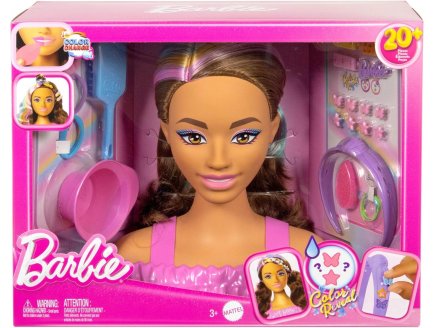TETE A COIFFER BARBIE CHEVELURE BRUNE ET ACCESSOIRES - COLOR REVEAL - MATTEL - JFG82