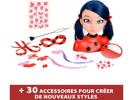 Tete a coiffer deluxe miraculous : ladybug marinette - 30 pieces - Giochi preziosi - poupee