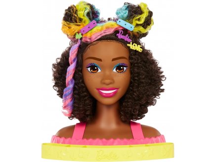 Tete a coiffer metisse noire barbie meches arc en ciel 22 pieces - color reveal - Mattel