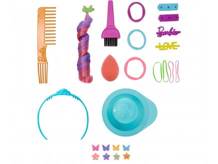 Tete a coiffer metisse noire barbie meches arc en ciel 22 pieces - color reveal - Mattel